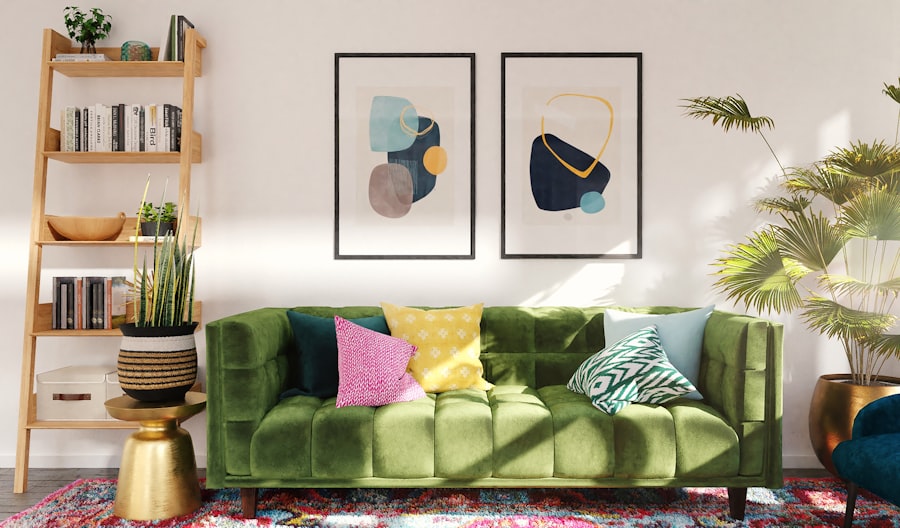 Bright living room with freshly painted walls